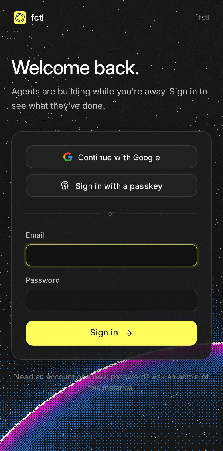 fctl's sign-in page on a phone.