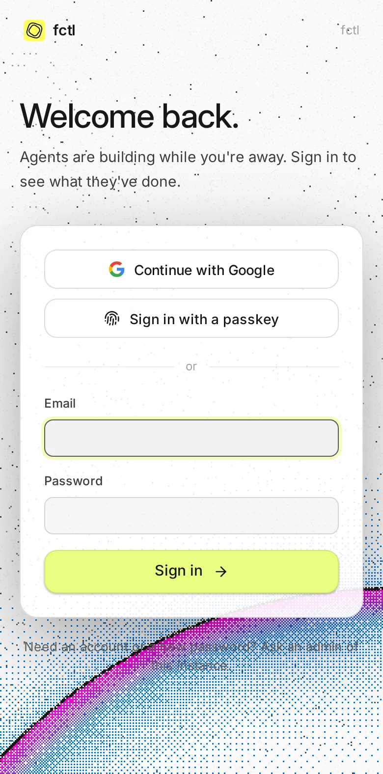 fctl's sign-in page on a phone.