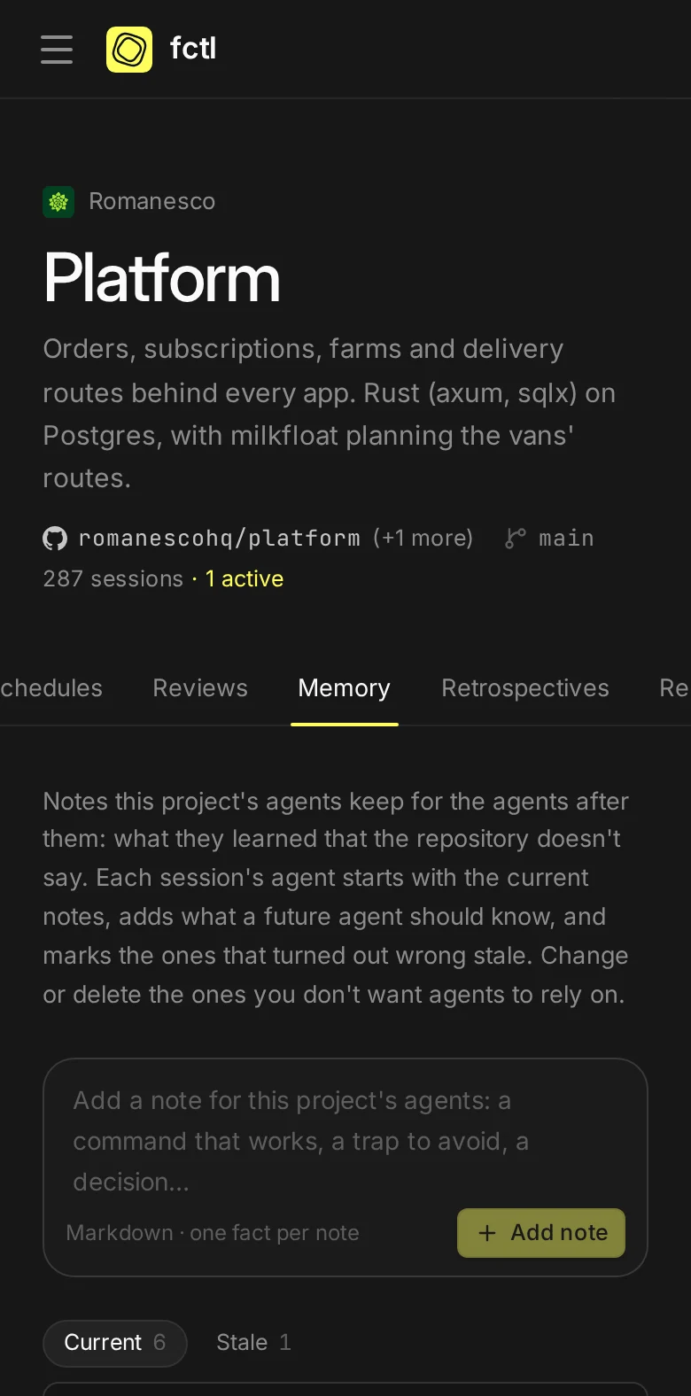 The Platform project's memory on a phone.