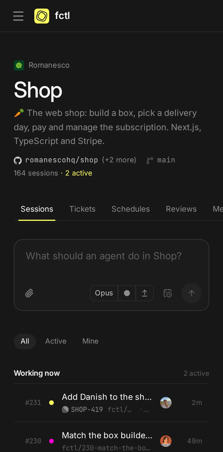 The Shop project on a phone.