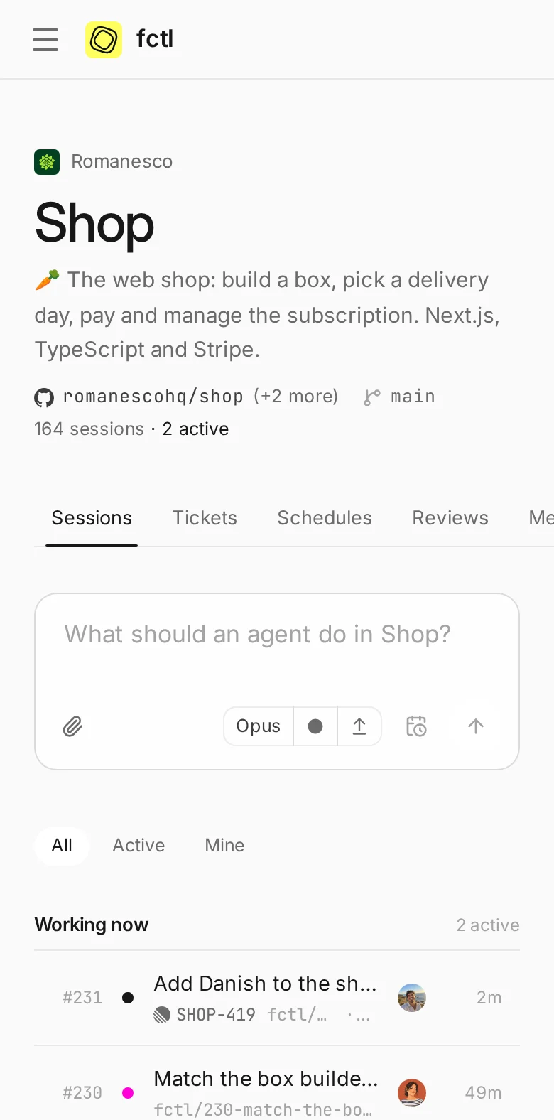 The Shop project on a phone.