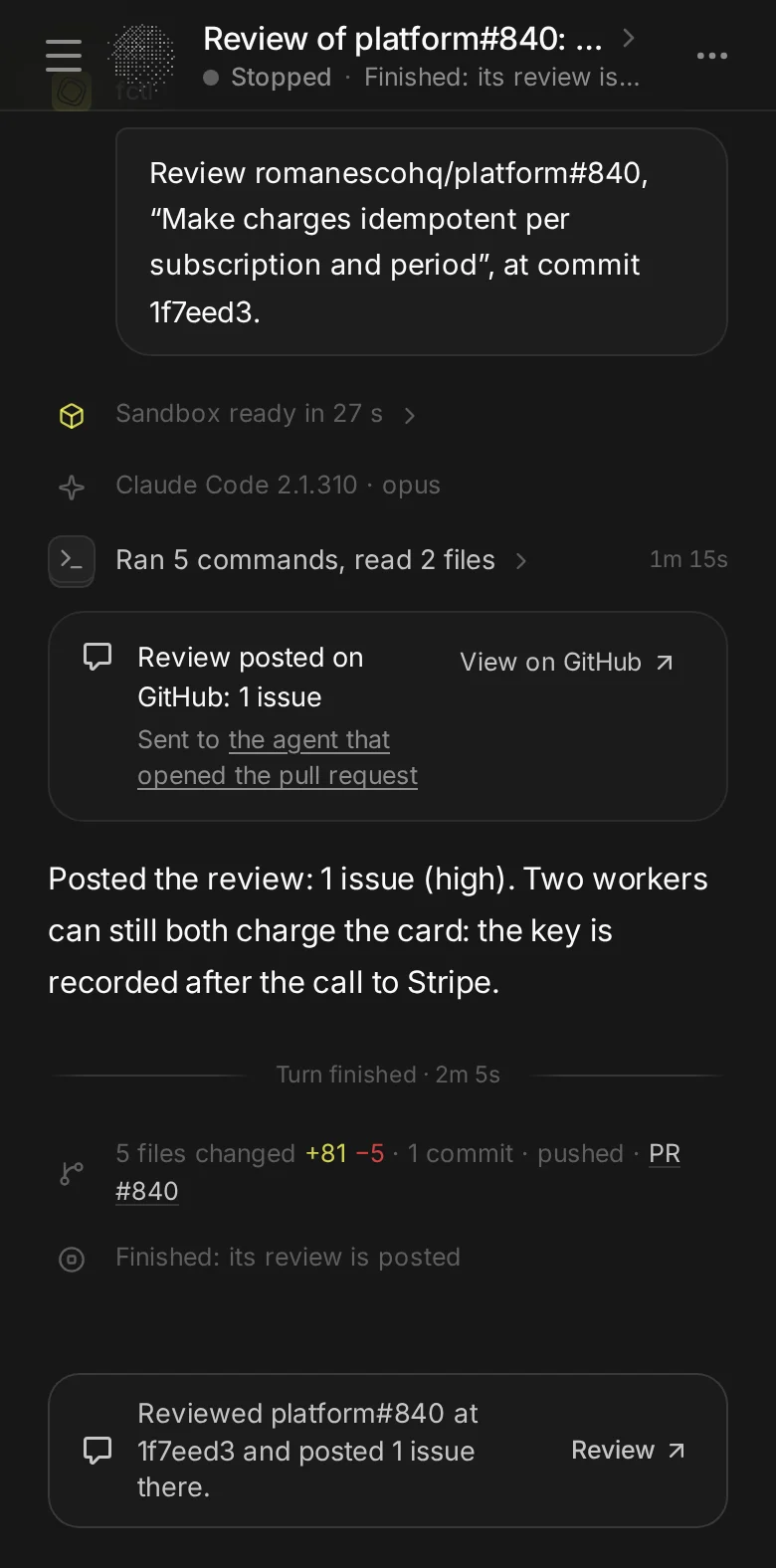 The same review on a phone.