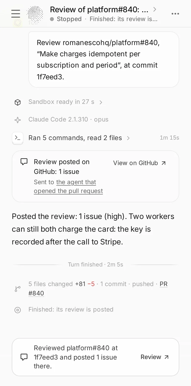 The same review on a phone.