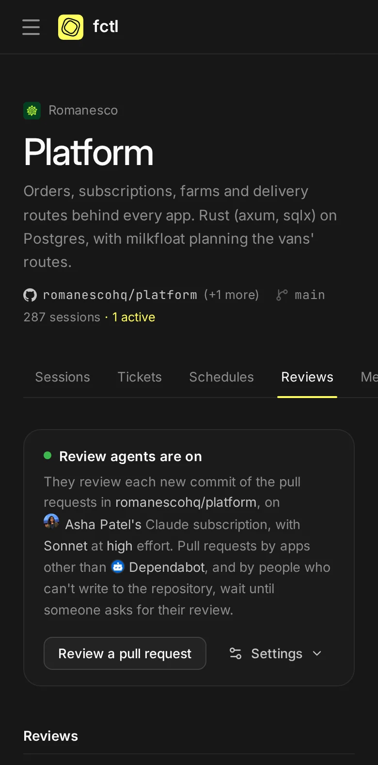 The Platform project's reviews on a phone.