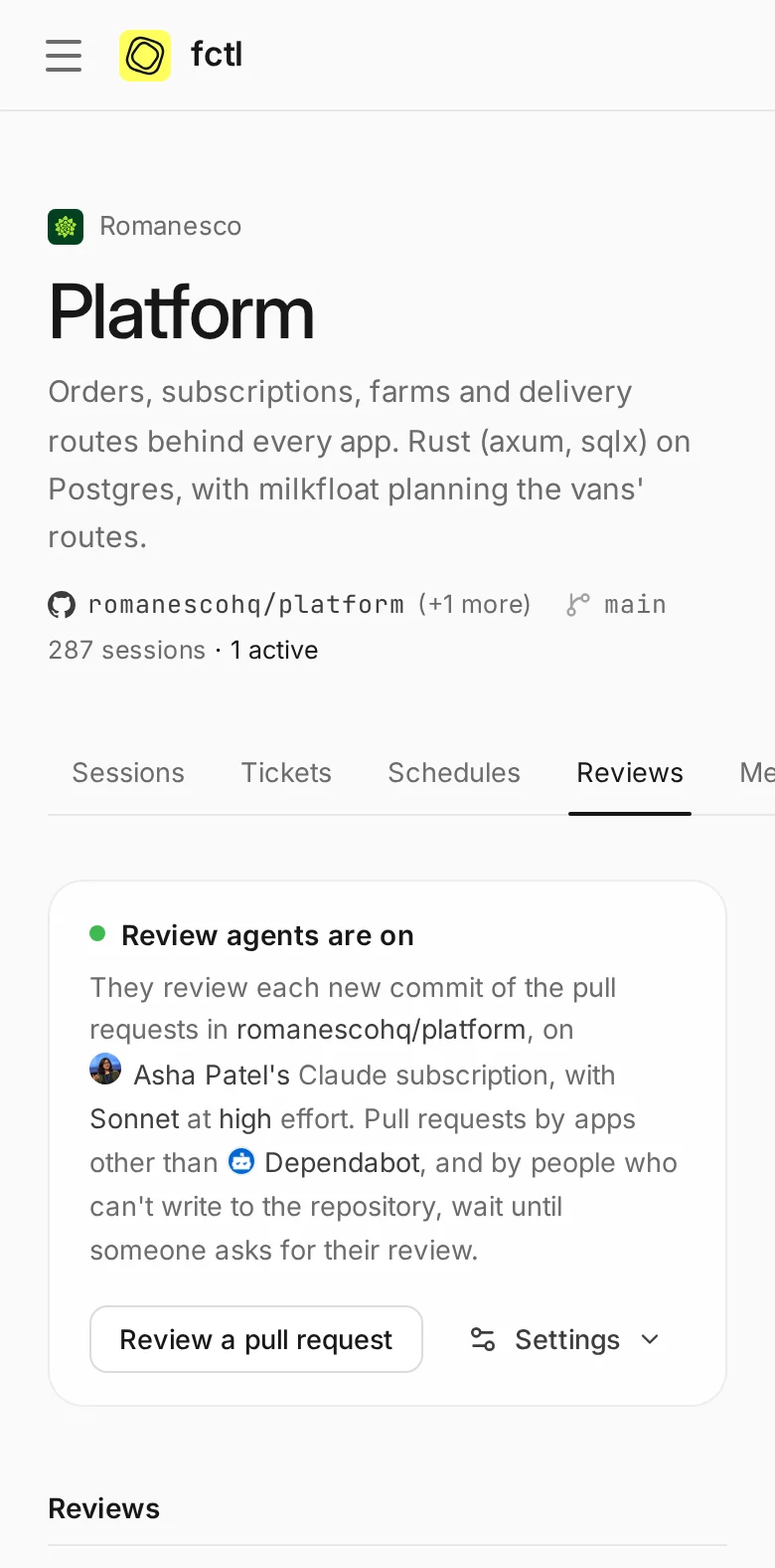 The Platform project's reviews on a phone.